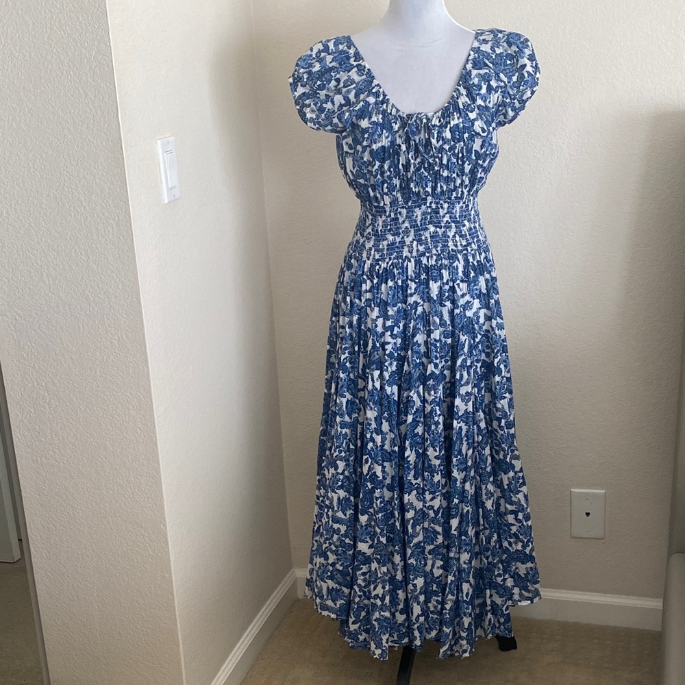 Floral Blue and White Women's Dress